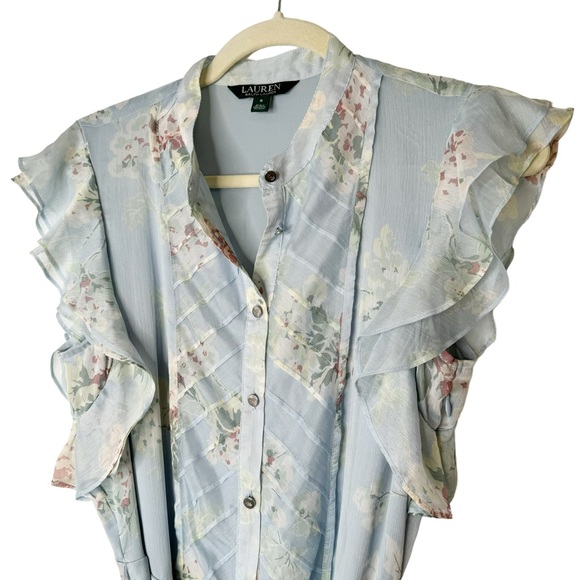 Lauren Ralph Lauren Janevra Chiffon Dress Tiered Size 6 - Picture 7 of 10